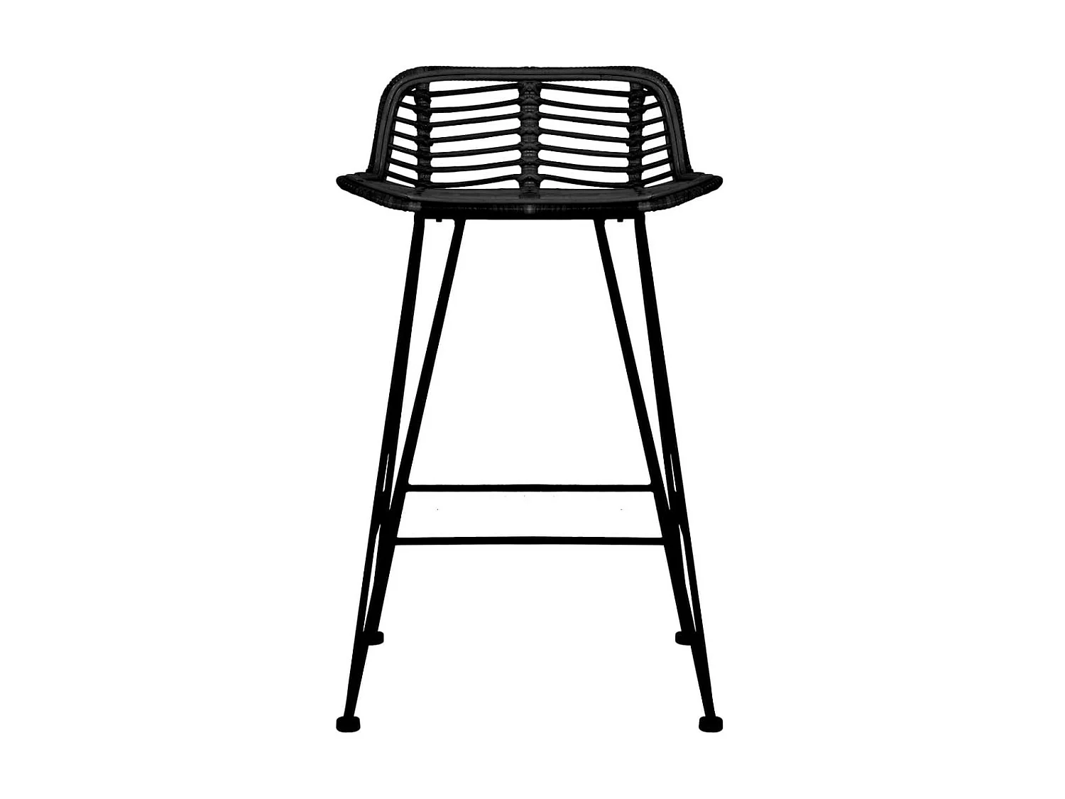 Chaises de bar 2 pcs Noir Rotin