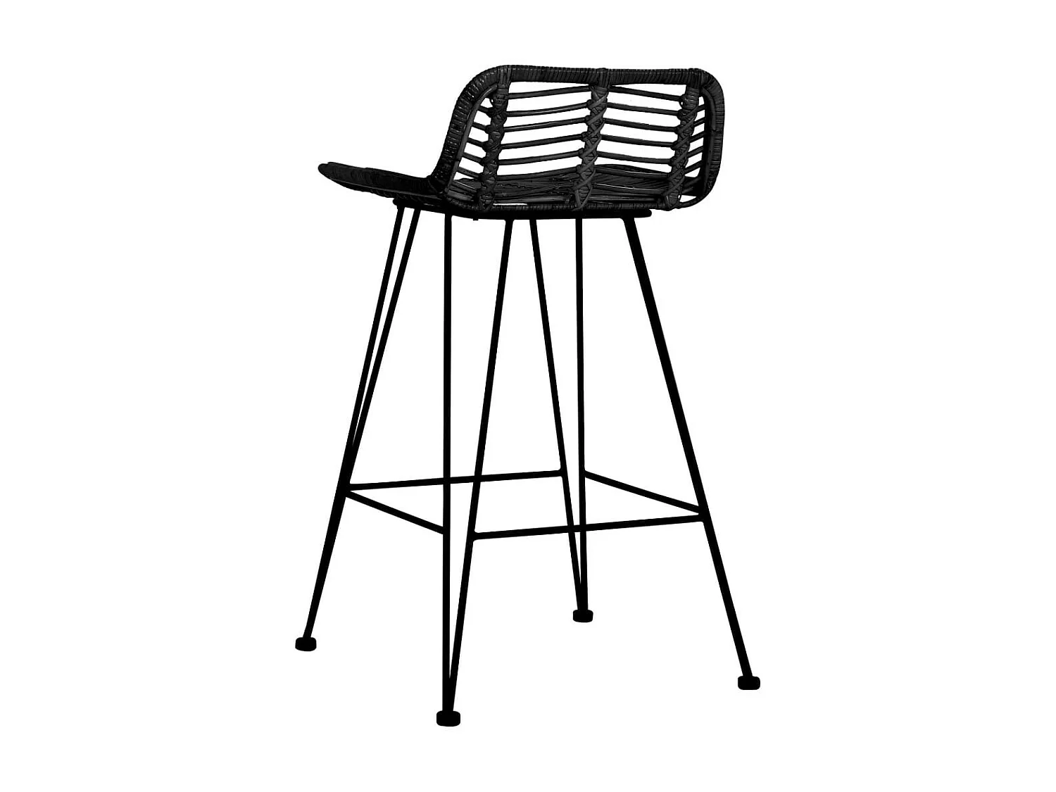 Chaises de bar 2 pcs Noir Rotin