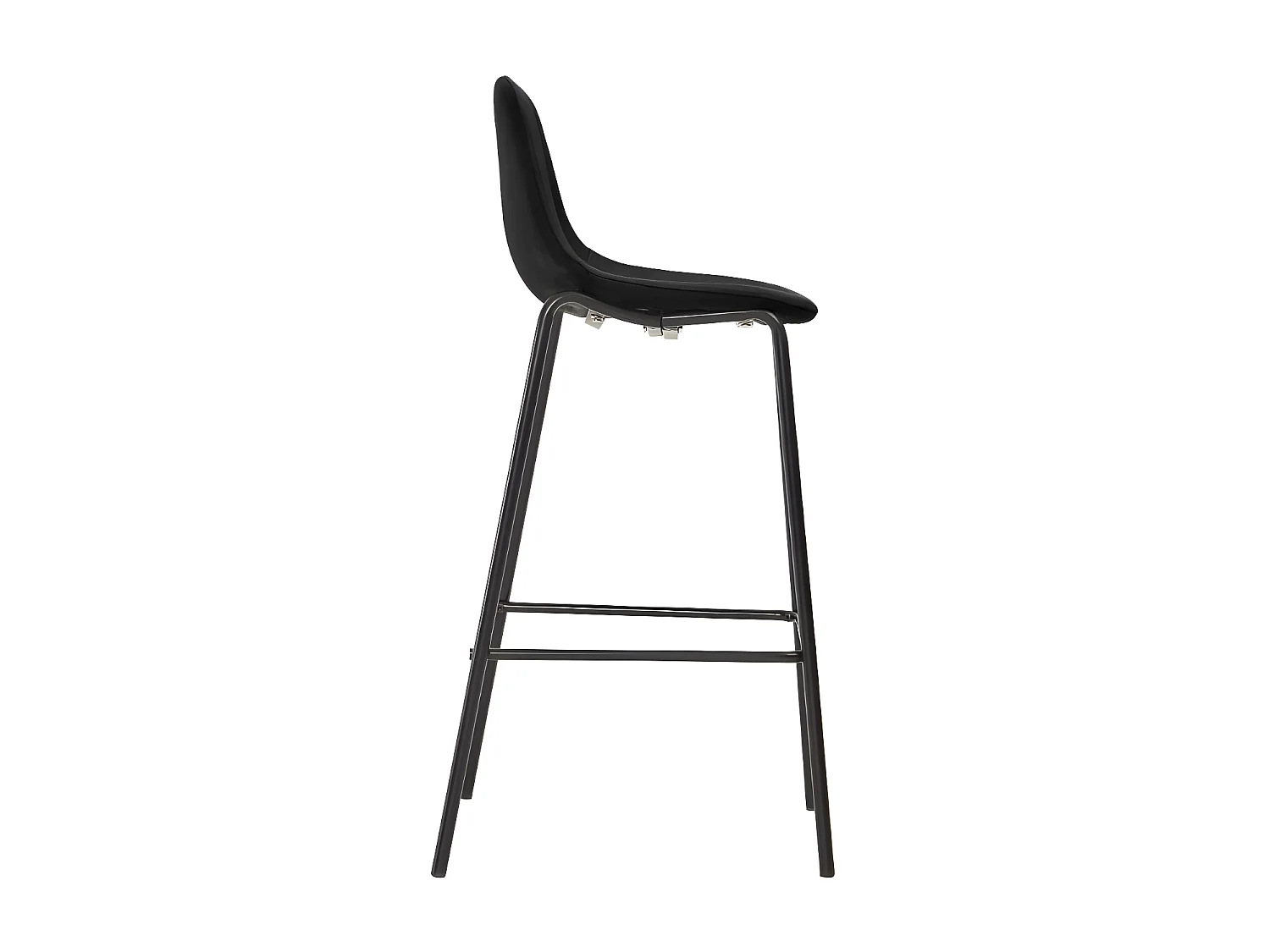 Chaise de bar tissu noir et pieds métal noir Cassie - Lot de 4