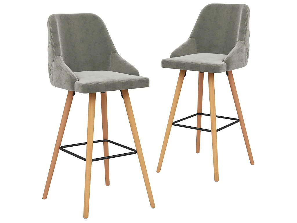 Tabourets de bar 2 pcs Gris clair Velours Lounga
