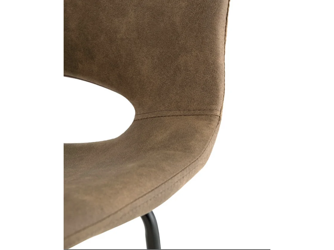 Chaise de bar polyester imitation cuir avec pieds en métal Roxane-Couleur Marron-Hauteur d'assise 75 cm