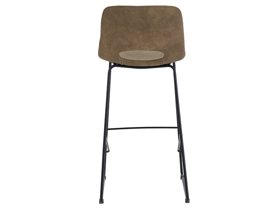 Chaise de bar polyester imitation cuir avec pieds en métal Roxane-Couleur Marron-Hauteur d'assise 75 cm