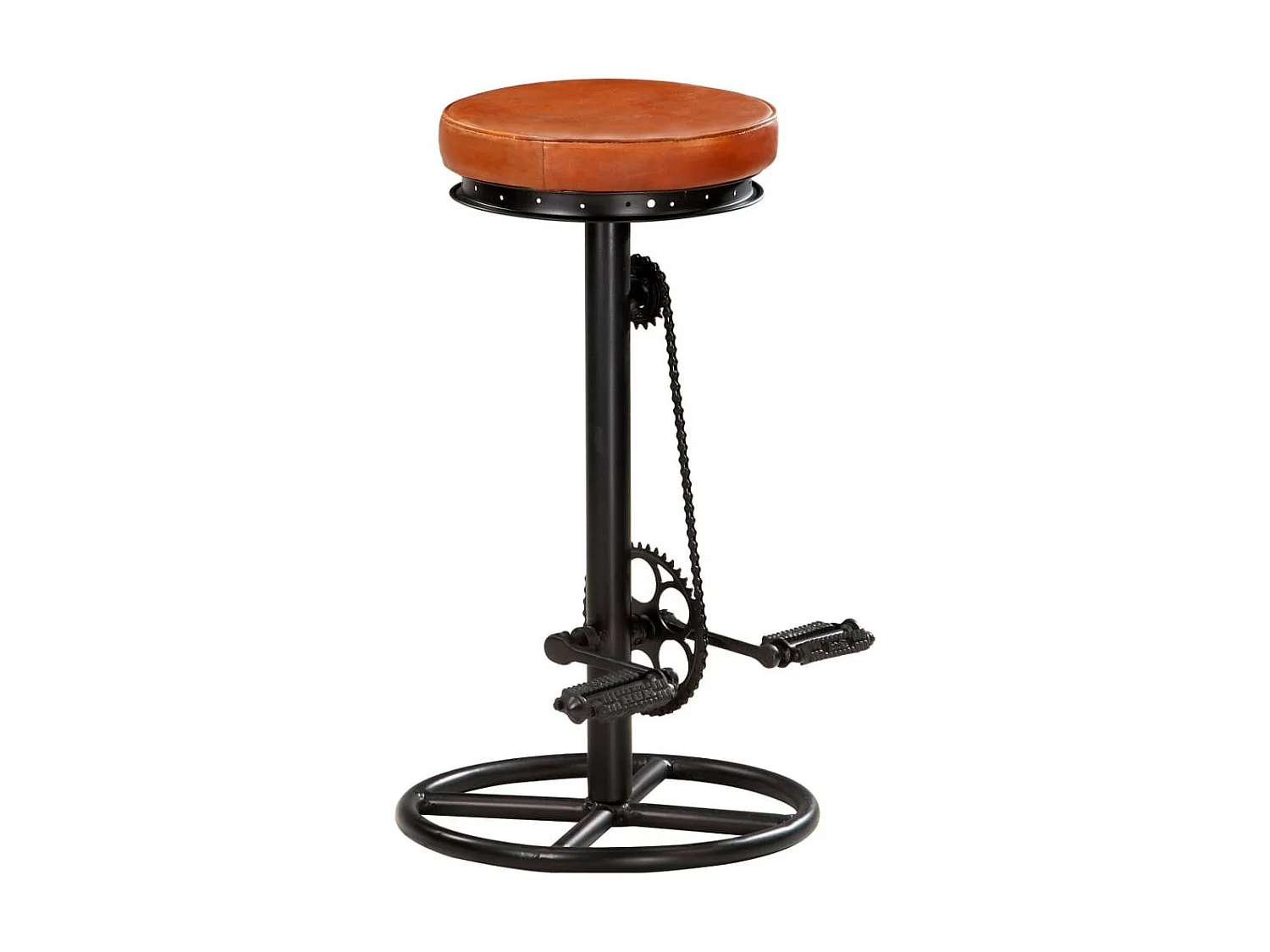 Tabourets de bar 2 pcs Noir et marron Cuir véritable de chèvre