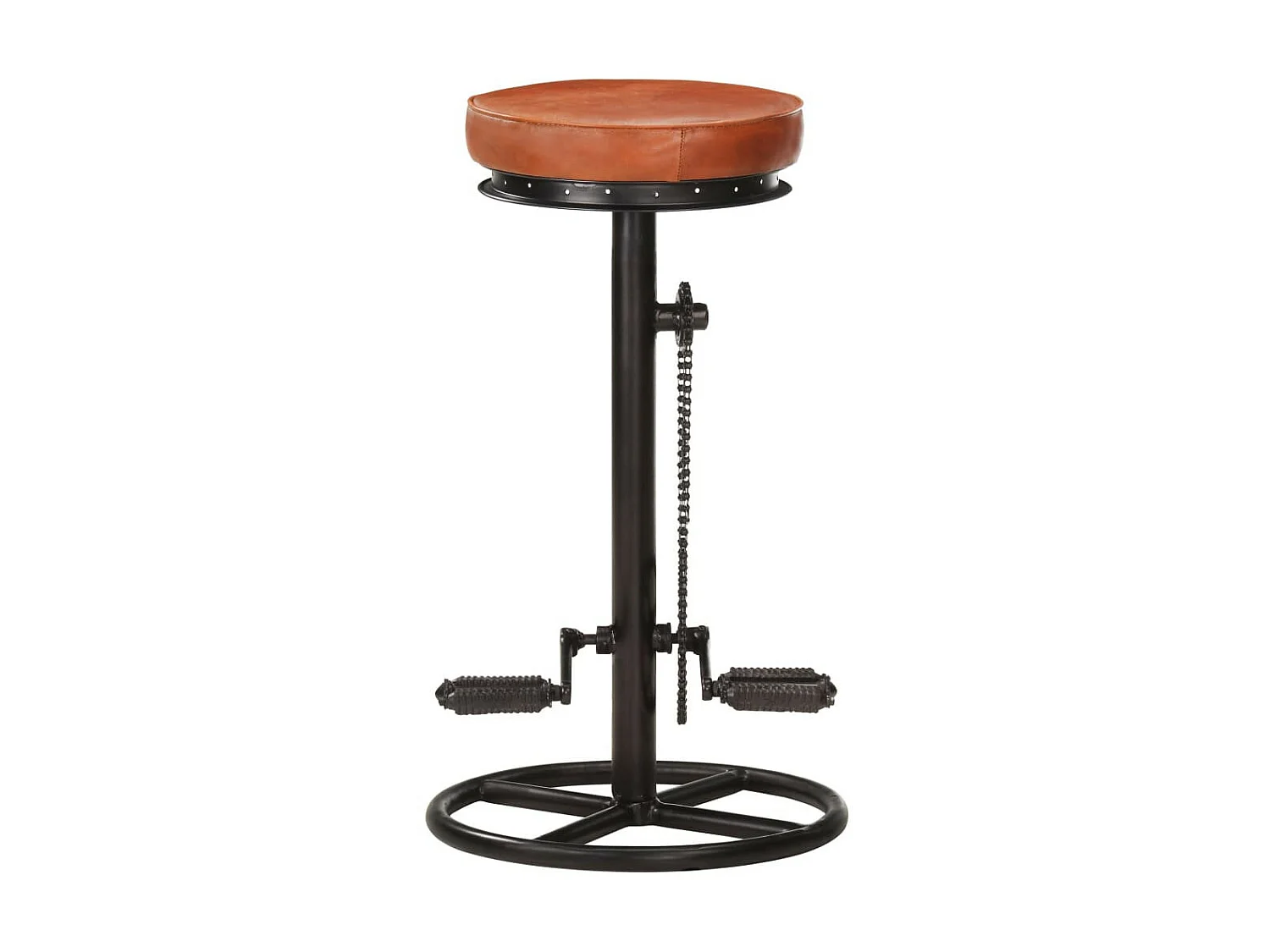 Tabourets de bar 2 pcs Noir et marron Cuir véritable de chèvre