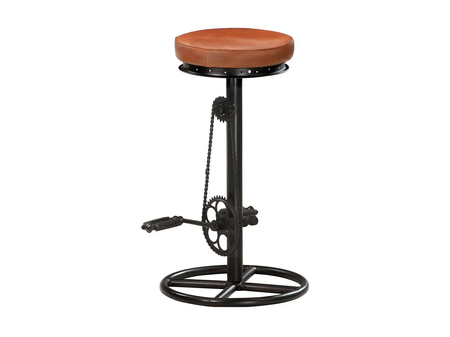 Tabourets de bar 2 pcs Noir et marron Cuir véritable de chèvre