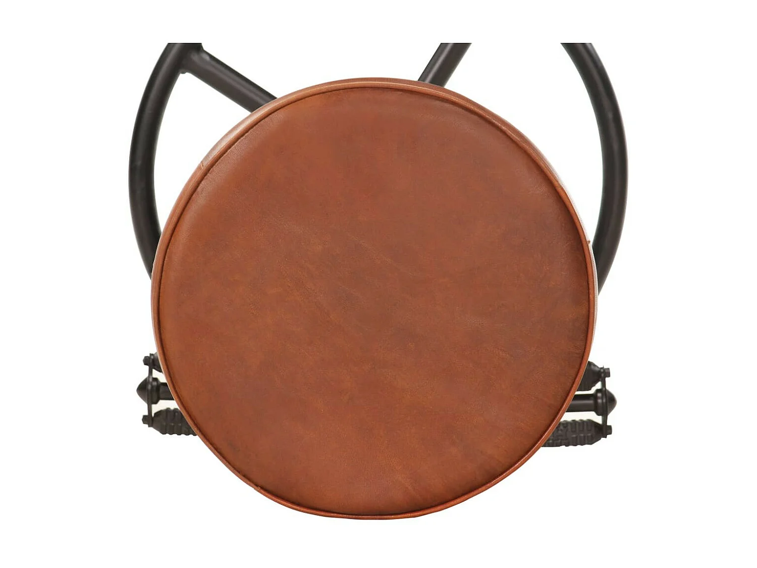 Tabourets de bar 2 pcs Noir et marron Cuir véritable de chèvre