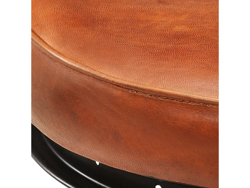 Tabourets de bar 2 pcs Noir et marron Cuir véritable de chèvre