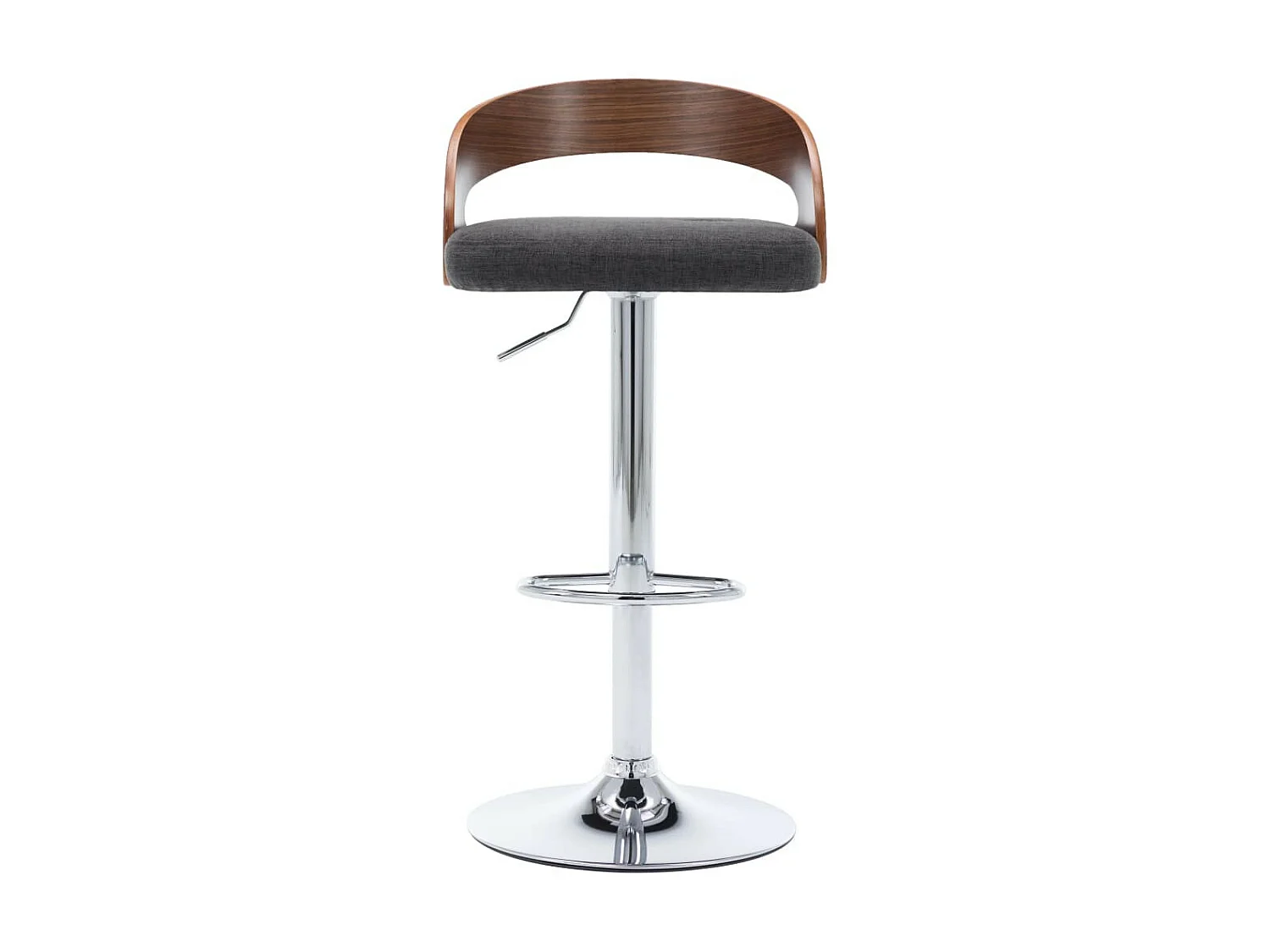 Chaise de bar bois noyer et tissu gris foncé Karmi - Lot de 2