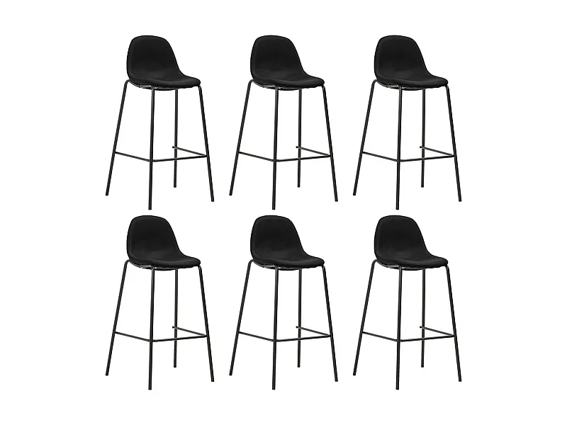 Chaises de bar 6 pcs Noir Tissu