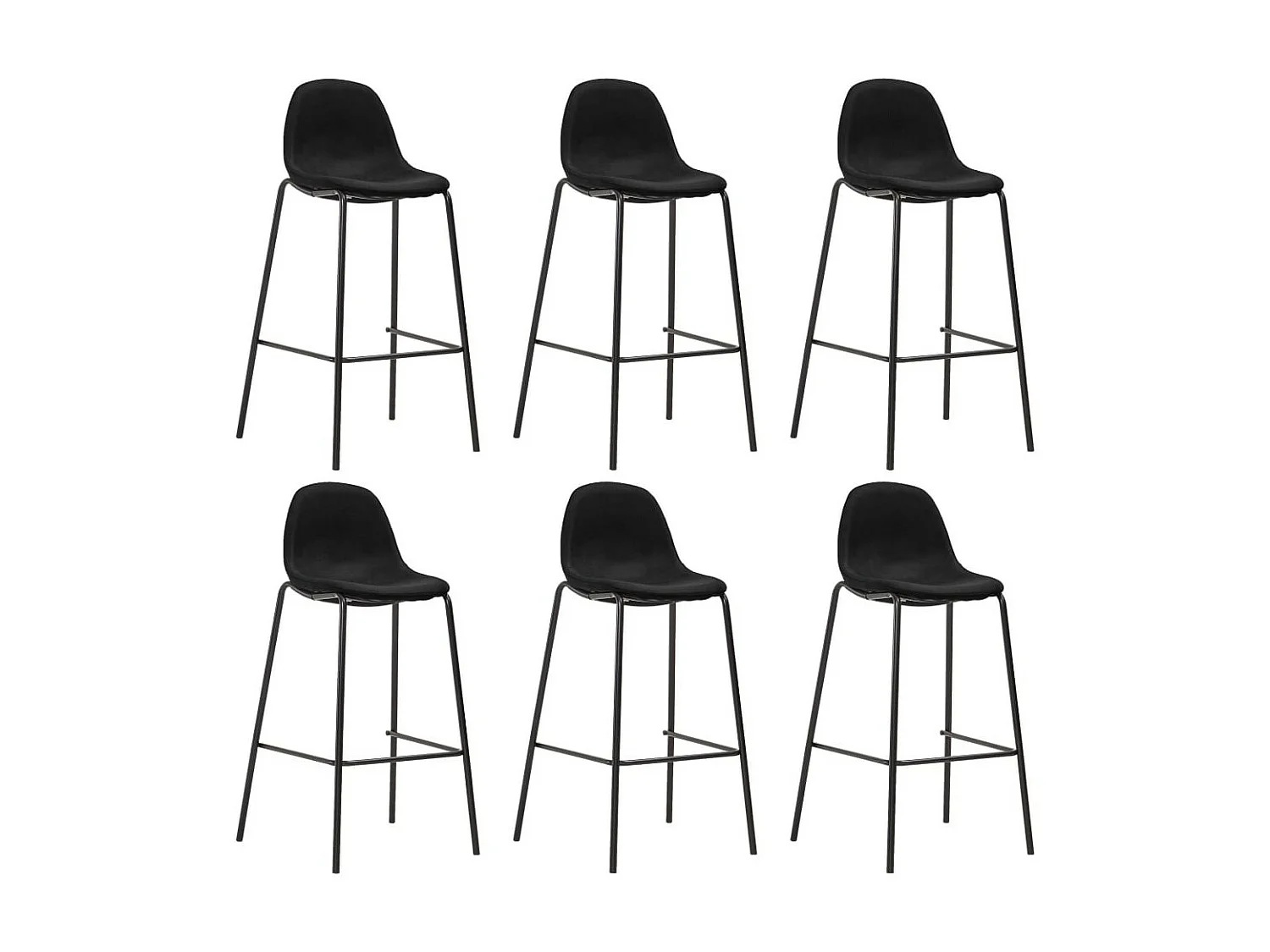 Chaises de bar 6 pcs Noir Tissu
