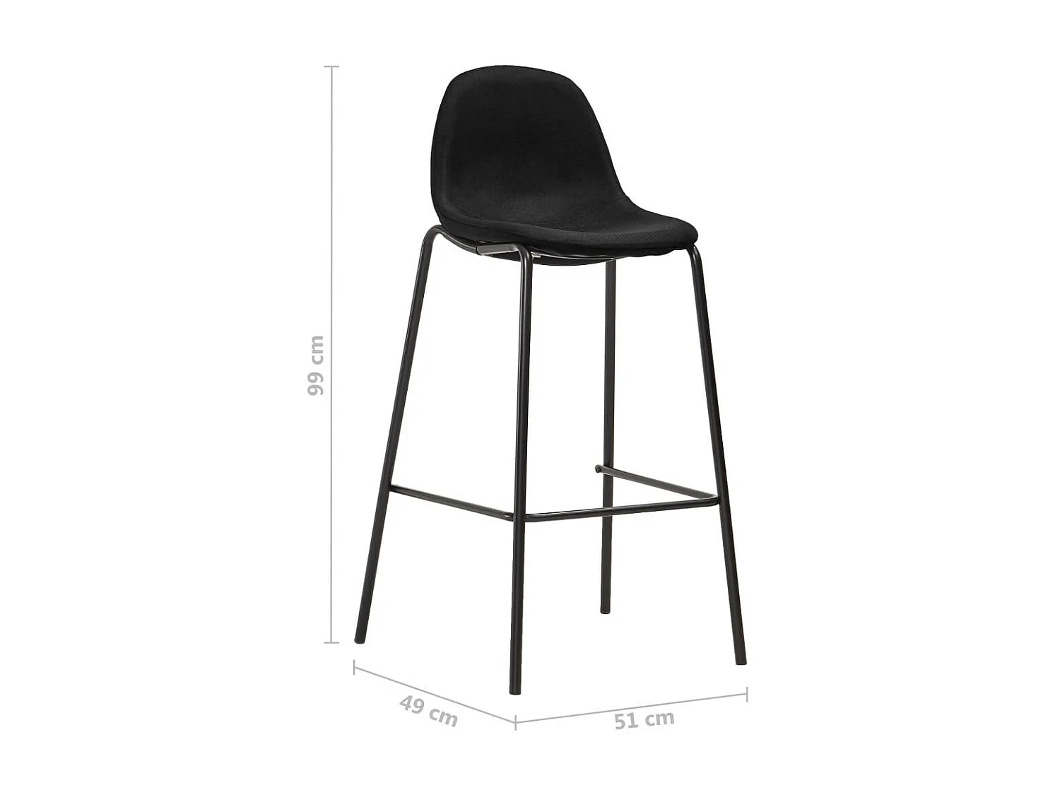 Chaises de bar 6 pcs Noir Tissu