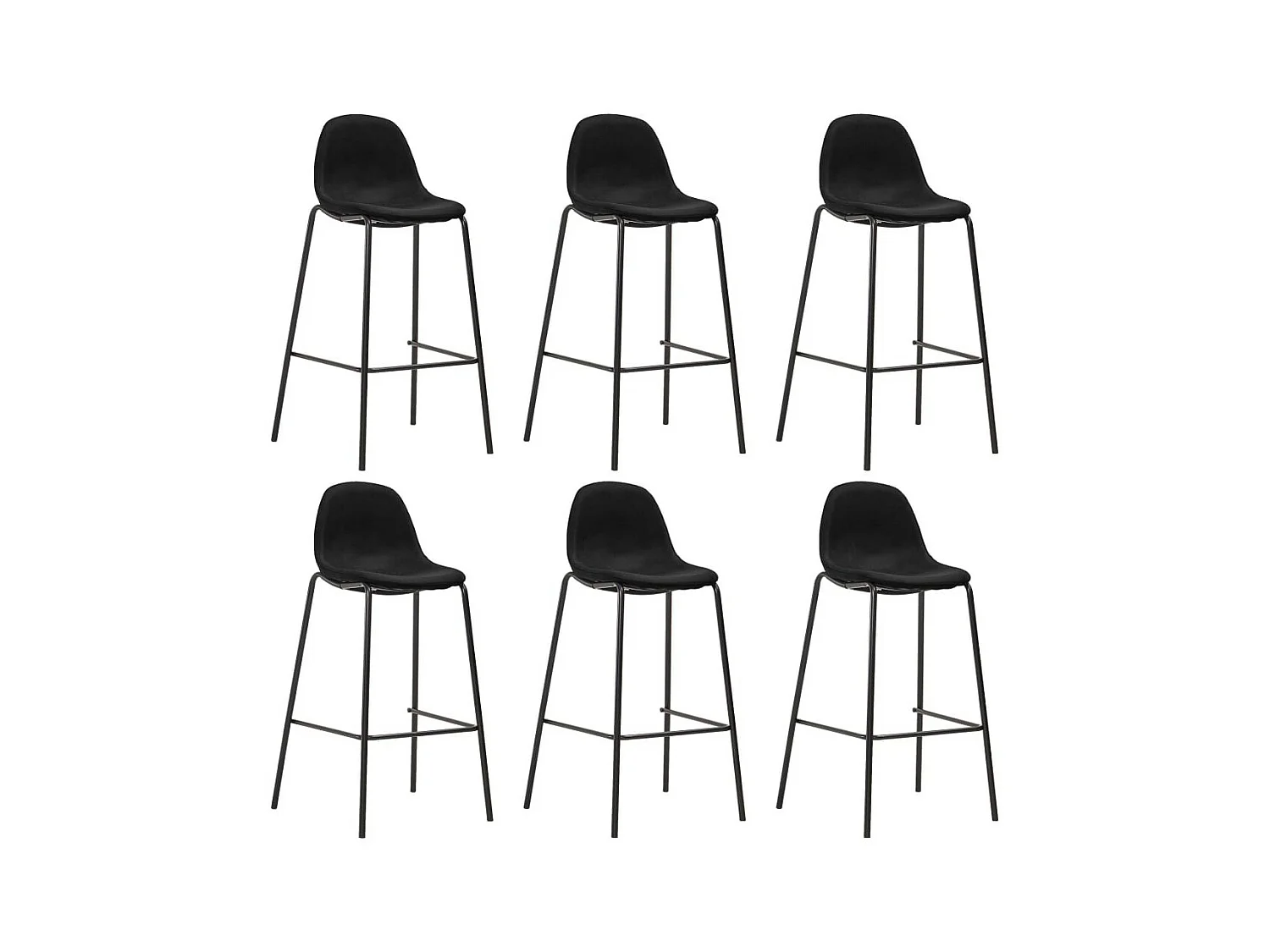 Chaises de bar 6 pcs Noir Tissu