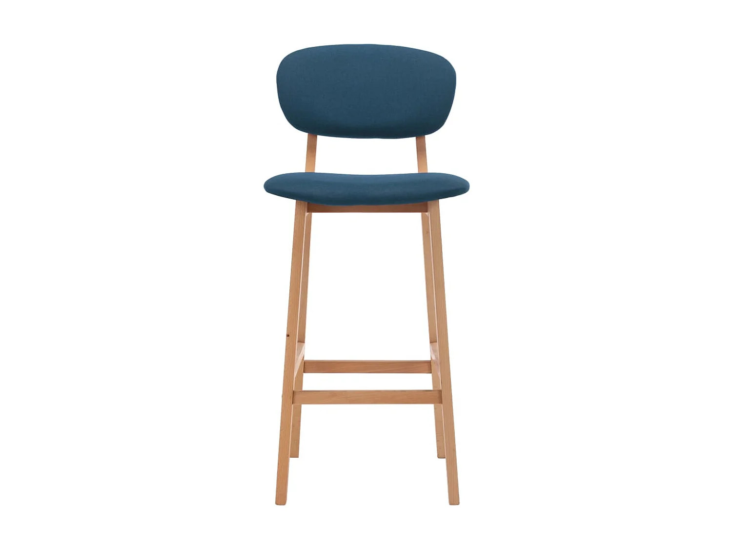 Chaise de bar tissu bleu et bois de hêtre massif Kamila - Lot de 2