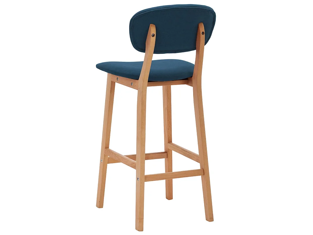 Chaise de bar tissu bleu et bois de hêtre massif Kamila - Lot de 2