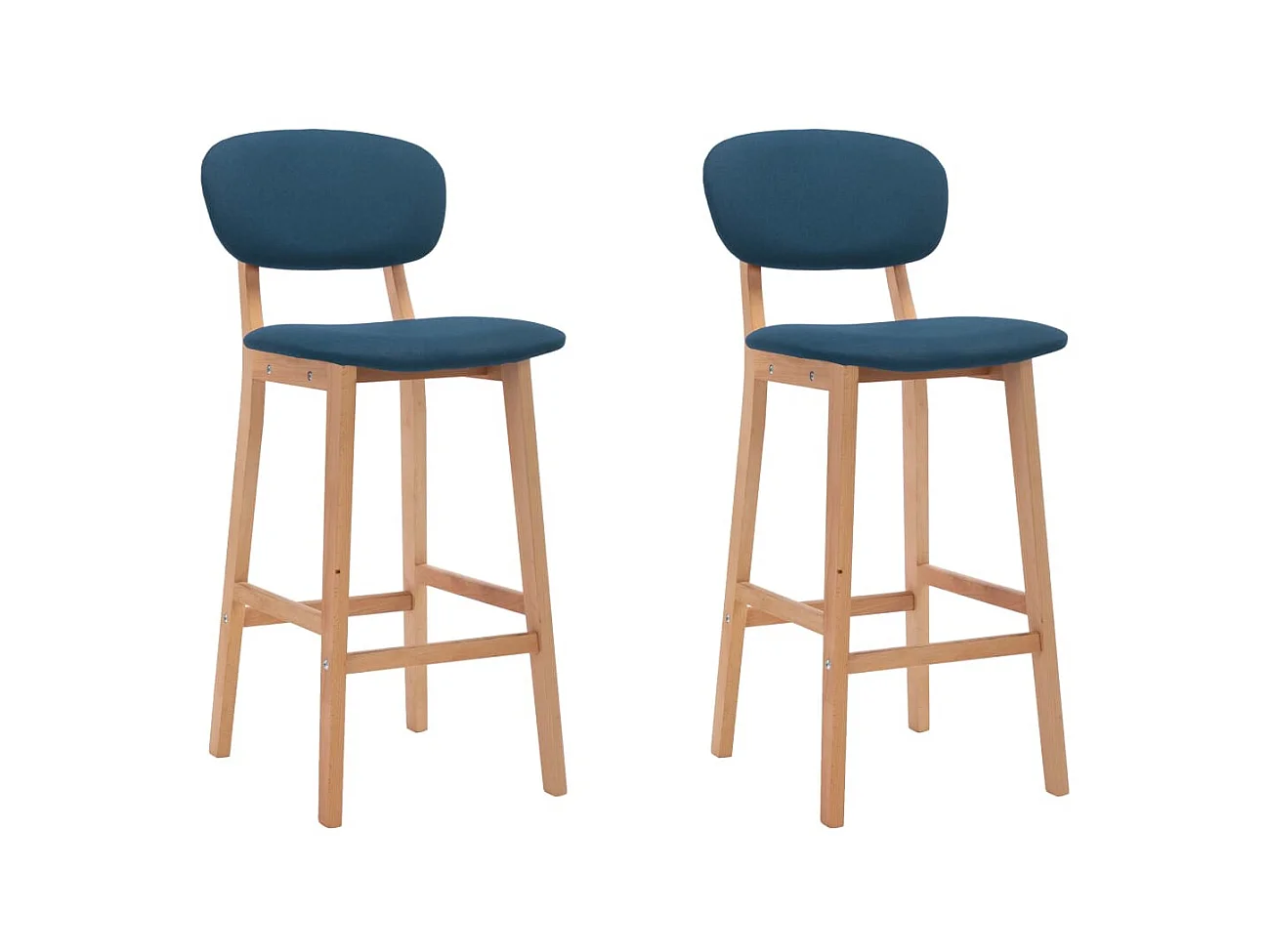 Chaise de bar tissu bleu et bois de hêtre massif Kamila - Lot de 2