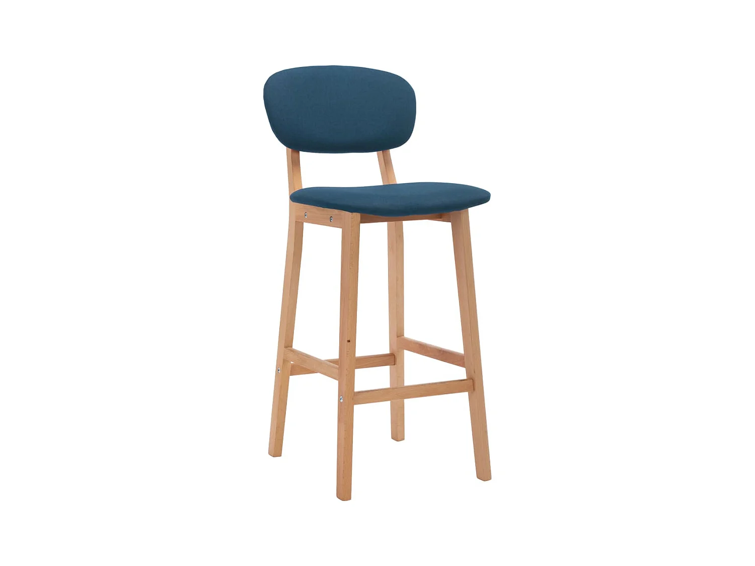 Chaise de bar tissu bleu et bois de hêtre massif Kamila - Lot de 2