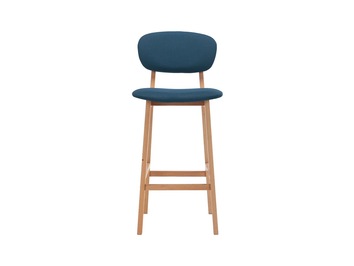 Chaise de bar tissu bleu et bois de hêtre massif Kamila - Lot de 2