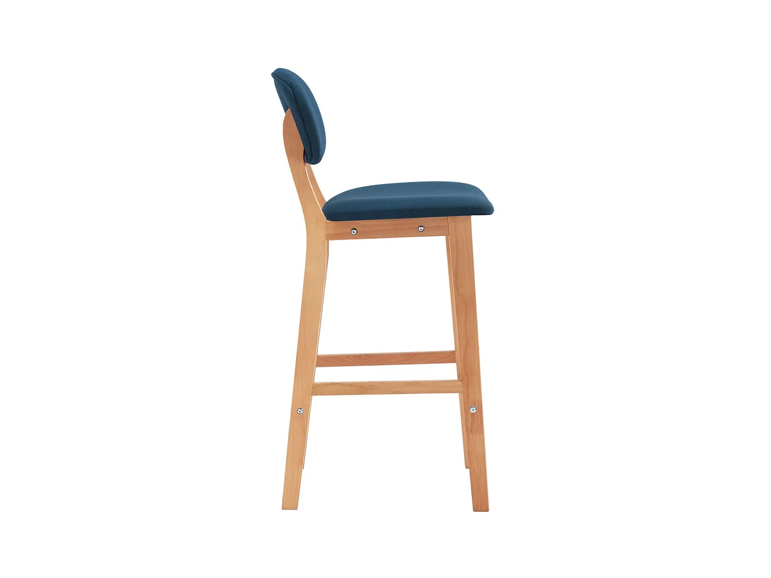 Chaise de bar tissu bleu et bois de hêtre massif Kamila - Lot de 2