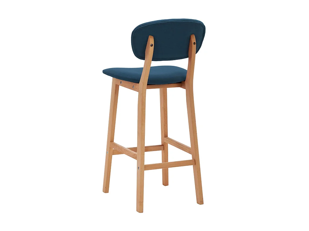 Chaise de bar tissu bleu et bois de hêtre massif Kamila - Lot de 2