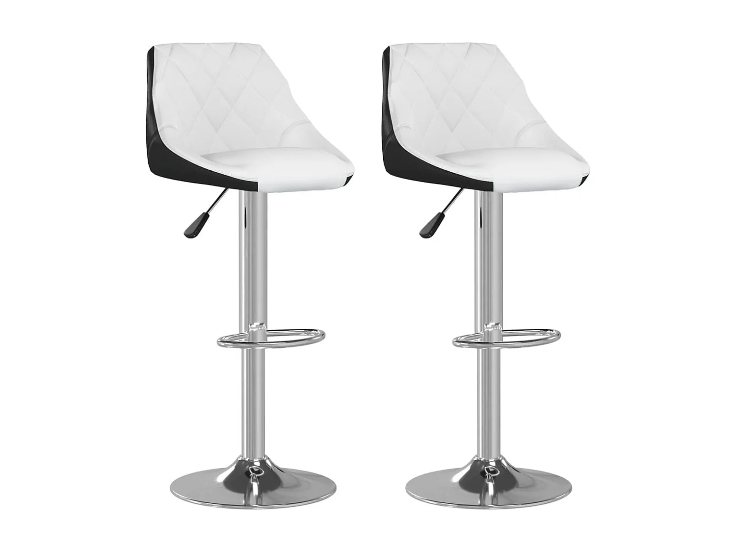 Tabourets de bar 2 pcs Blanc et noir Similicuir Sacha