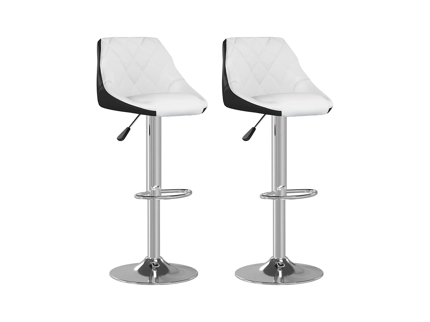 Tabourets de bar 2 pcs Blanc et noir Similicuir Sacha