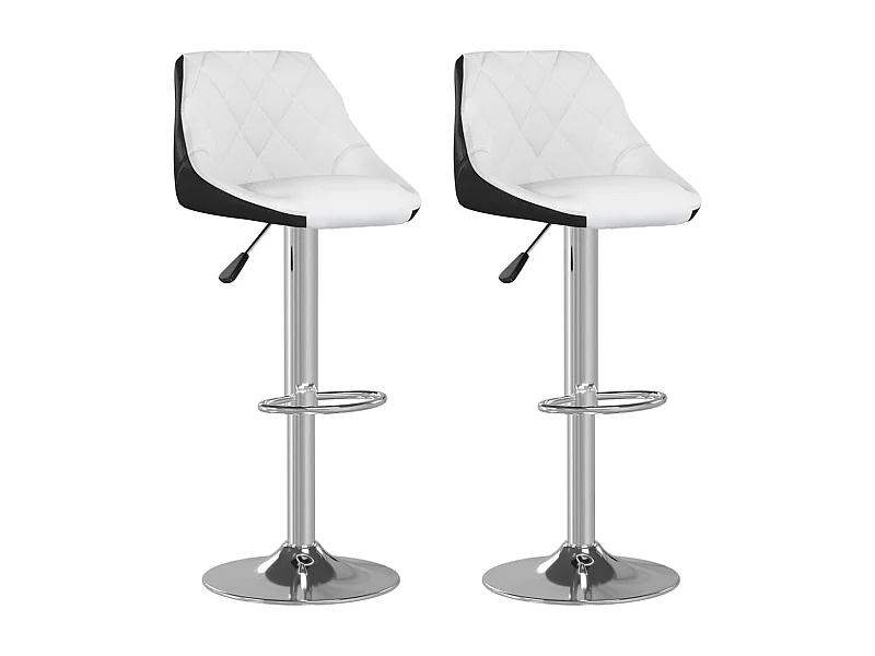 Tabourets de bar 2 pcs Blanc et noir Similicuir Sacha