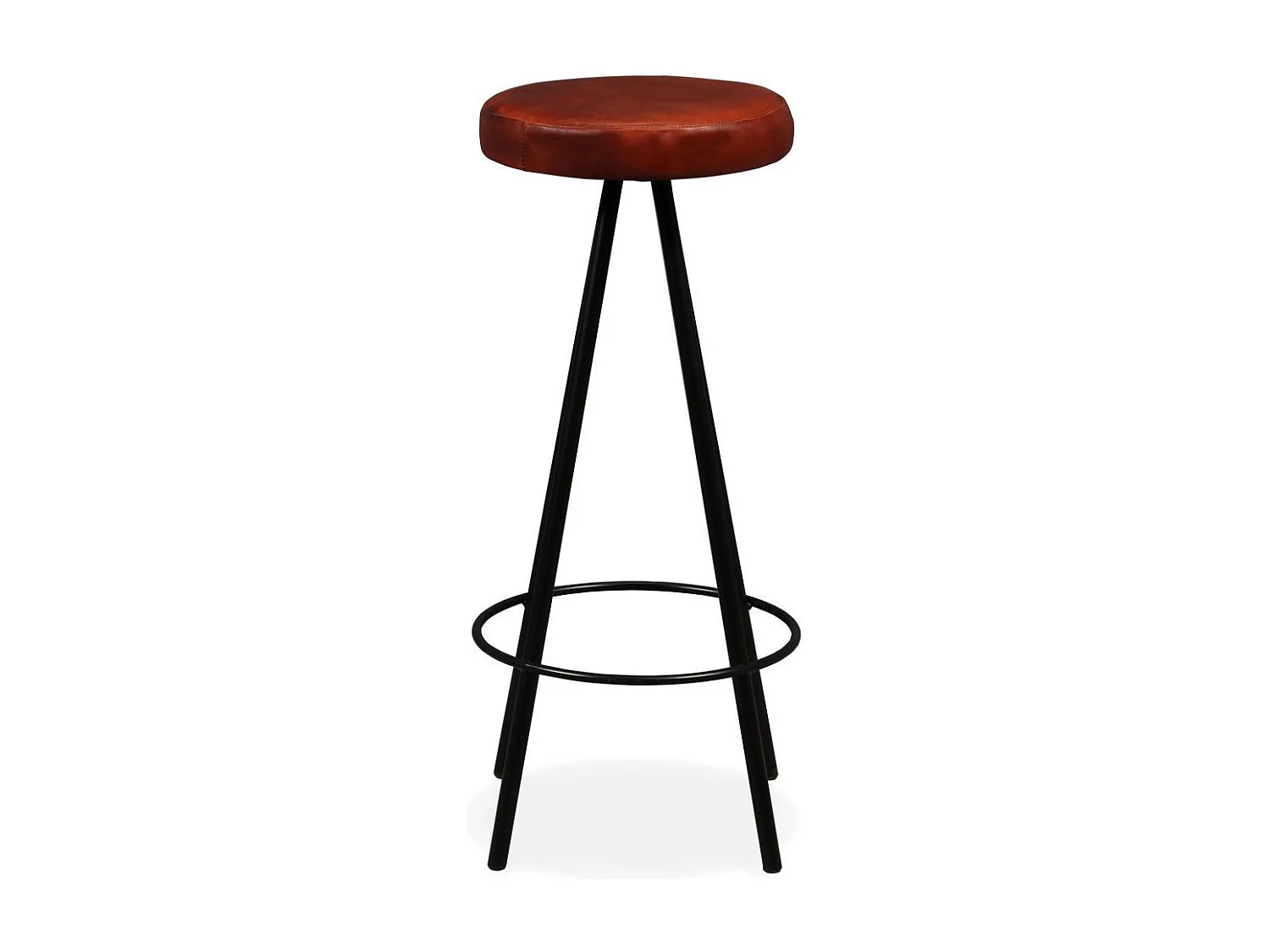 Tabouret de bar cuir marron et pieds métal noir Gream - Lot de 4