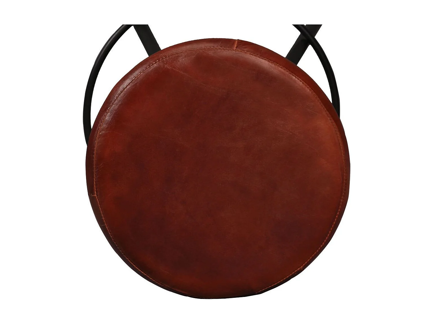 Tabouret de bar cuir marron et pieds métal noir Gream - Lot de 4