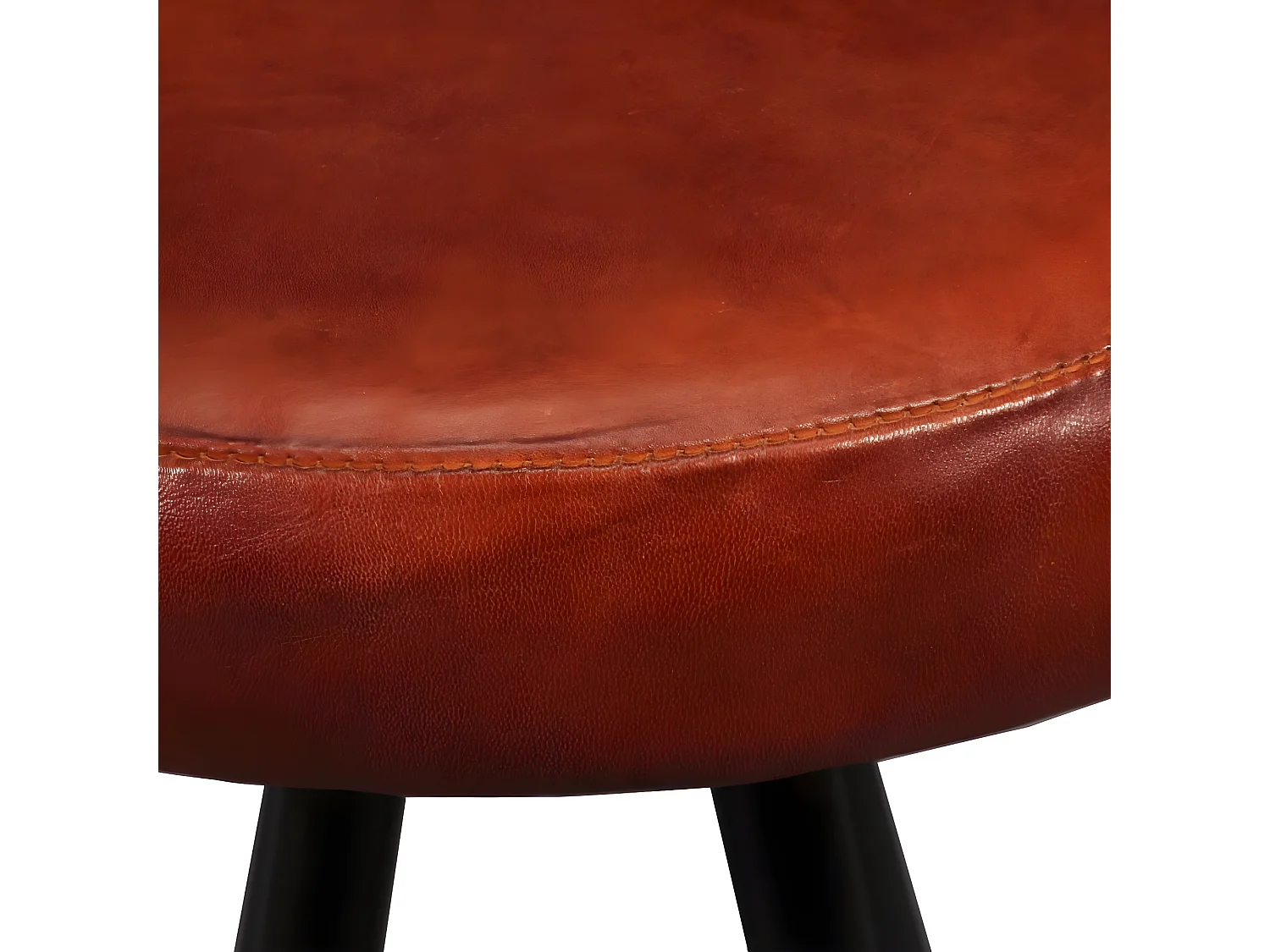 Tabouret de bar cuir marron et pieds métal noir Gream - Lot de 4