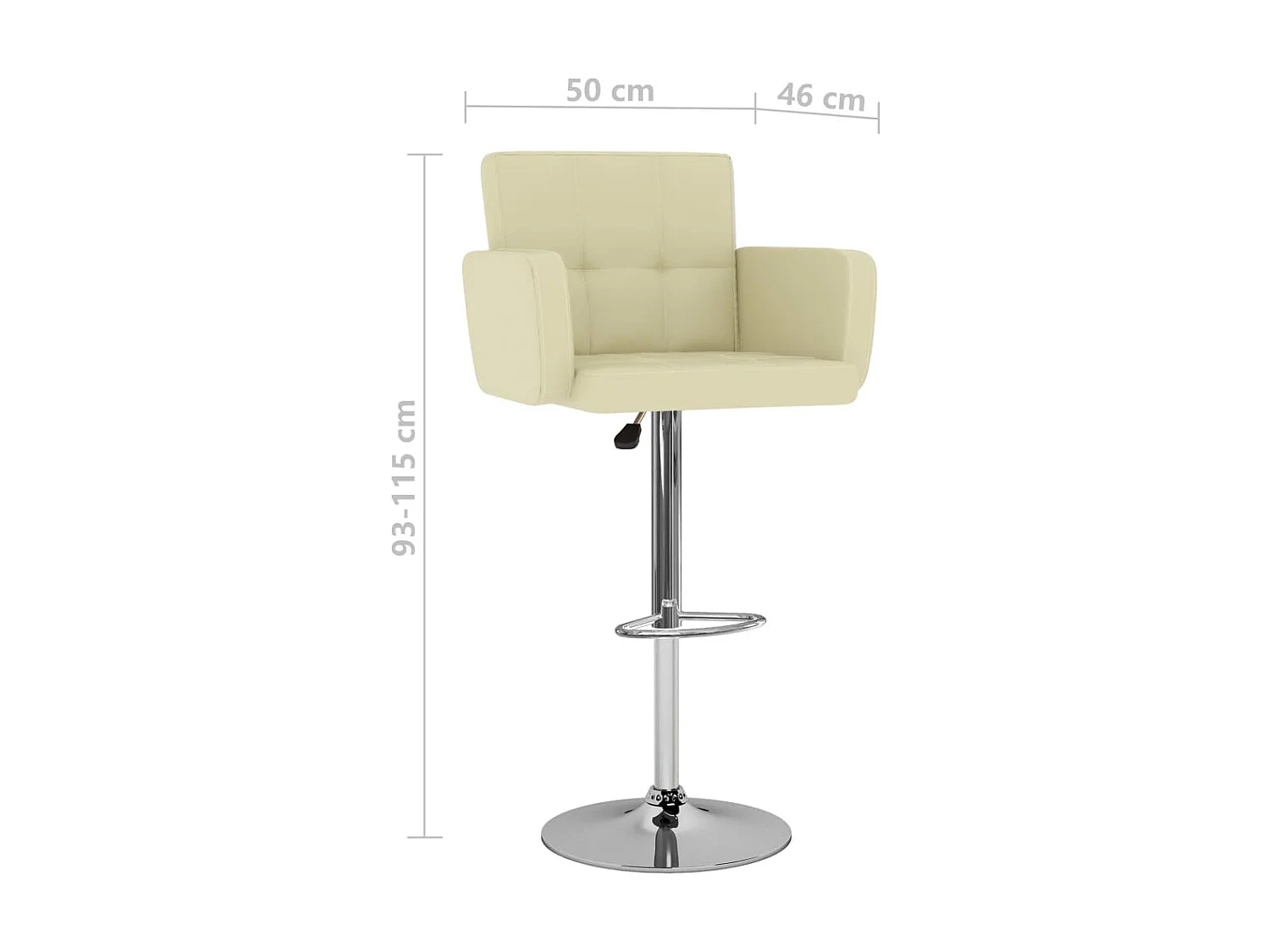 Tabourets de bar 2 pcs Crème Similicuir 13