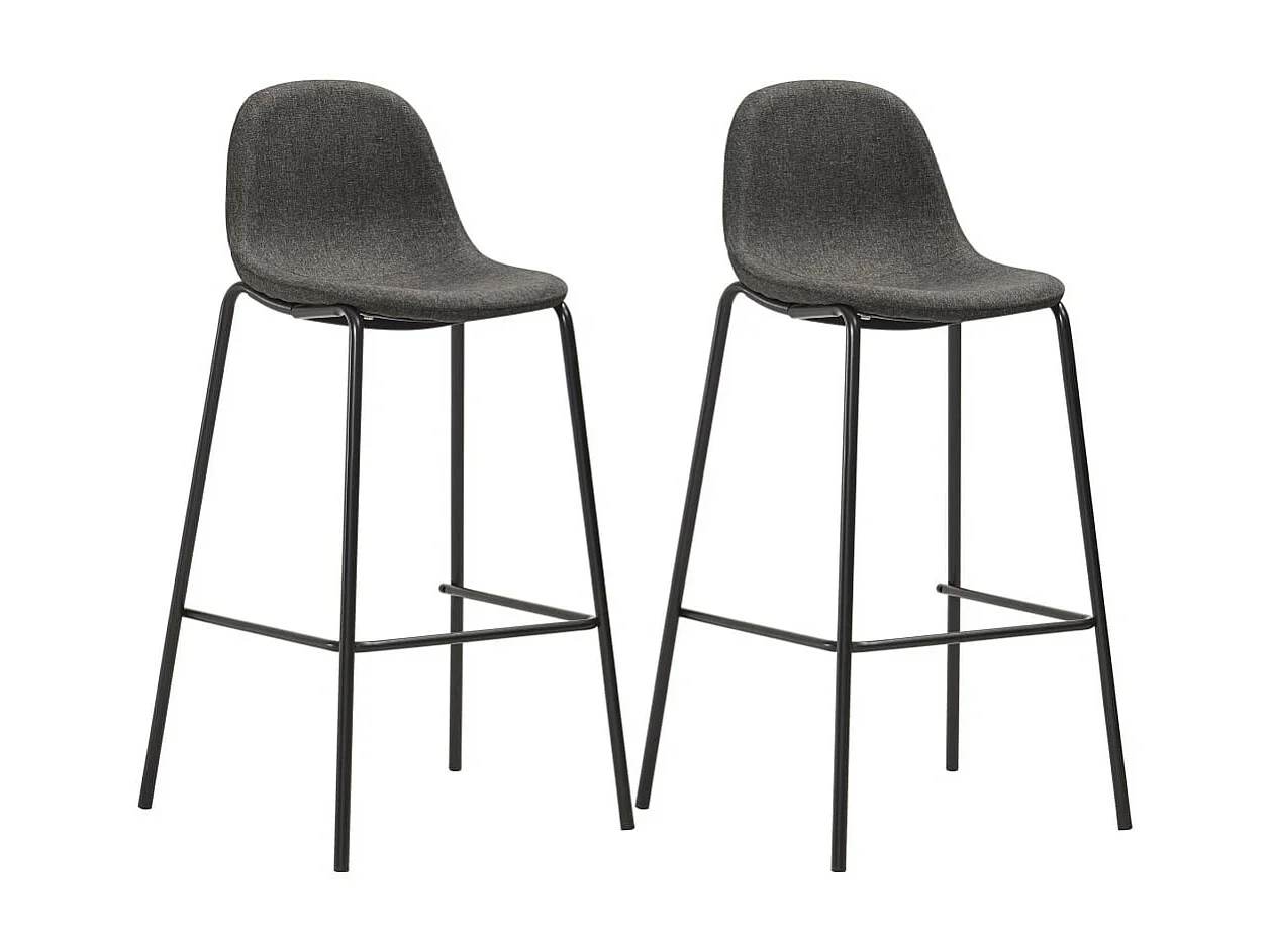 Chaises de bar 2 pcs Gris foncé Tissu 5