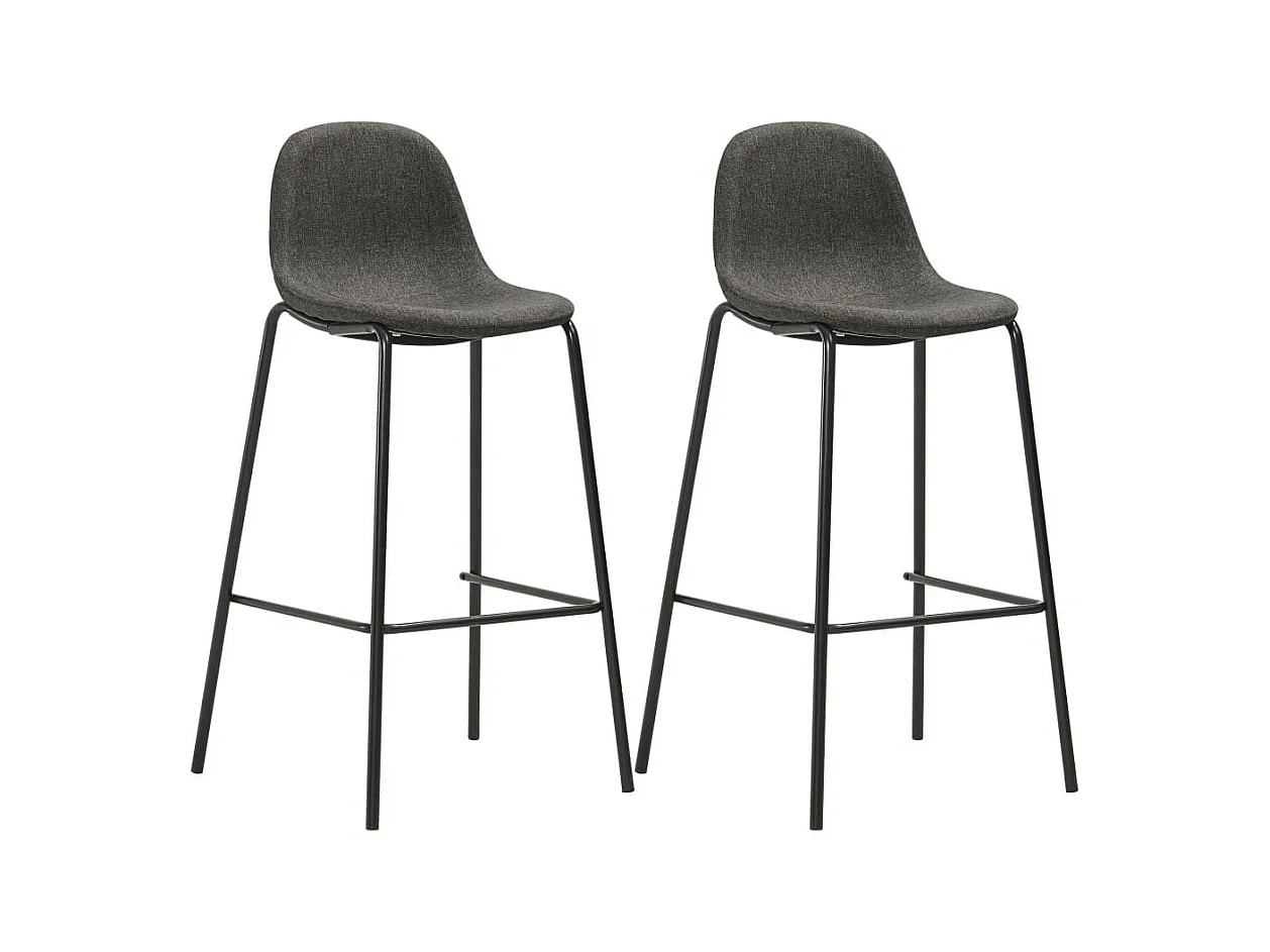 Chaises de bar 2 pcs Gris foncé Tissu 5