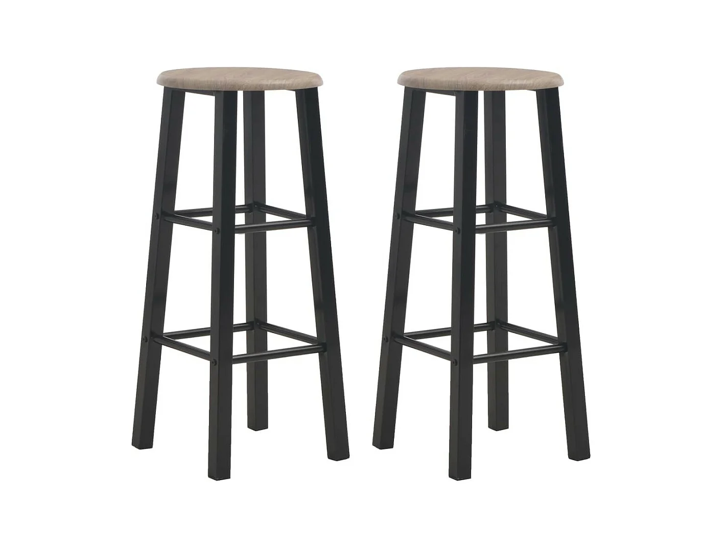 Tabourets de bar 2 pcs Noir MDF Kazo