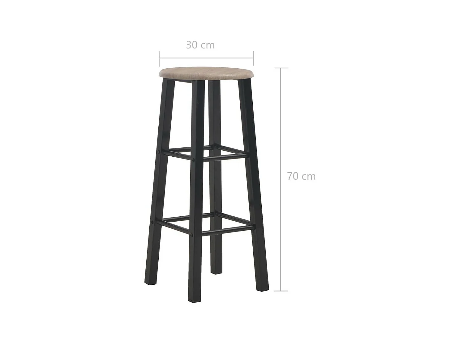 Tabourets de bar 2 pcs Noir MDF Kazo