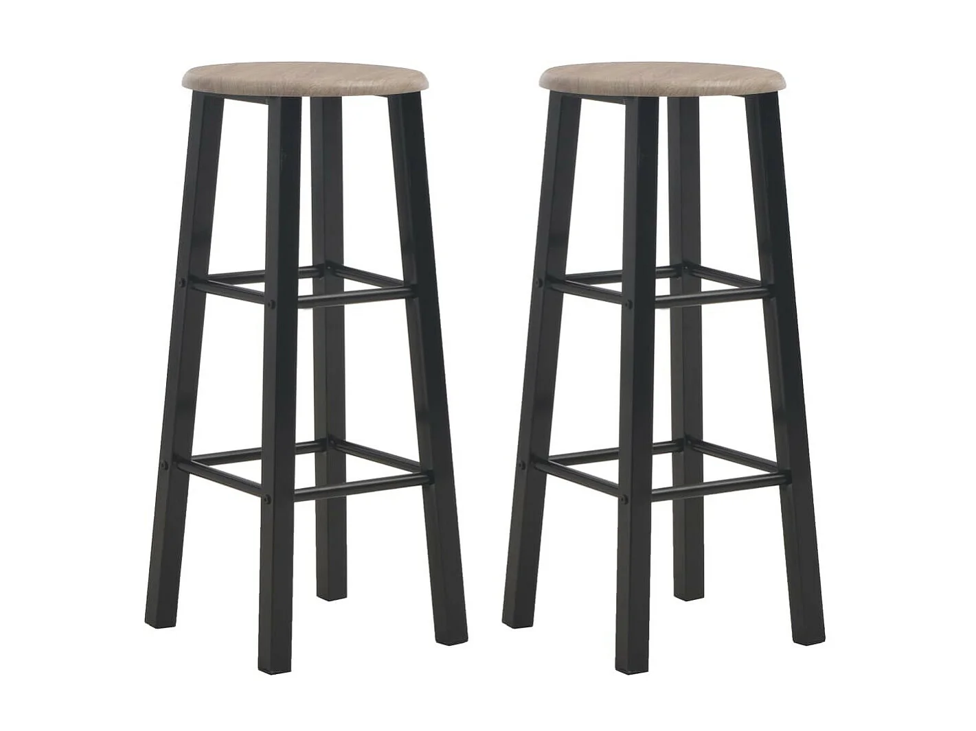 Tabourets de bar 2 pcs Noir MDF Kazo