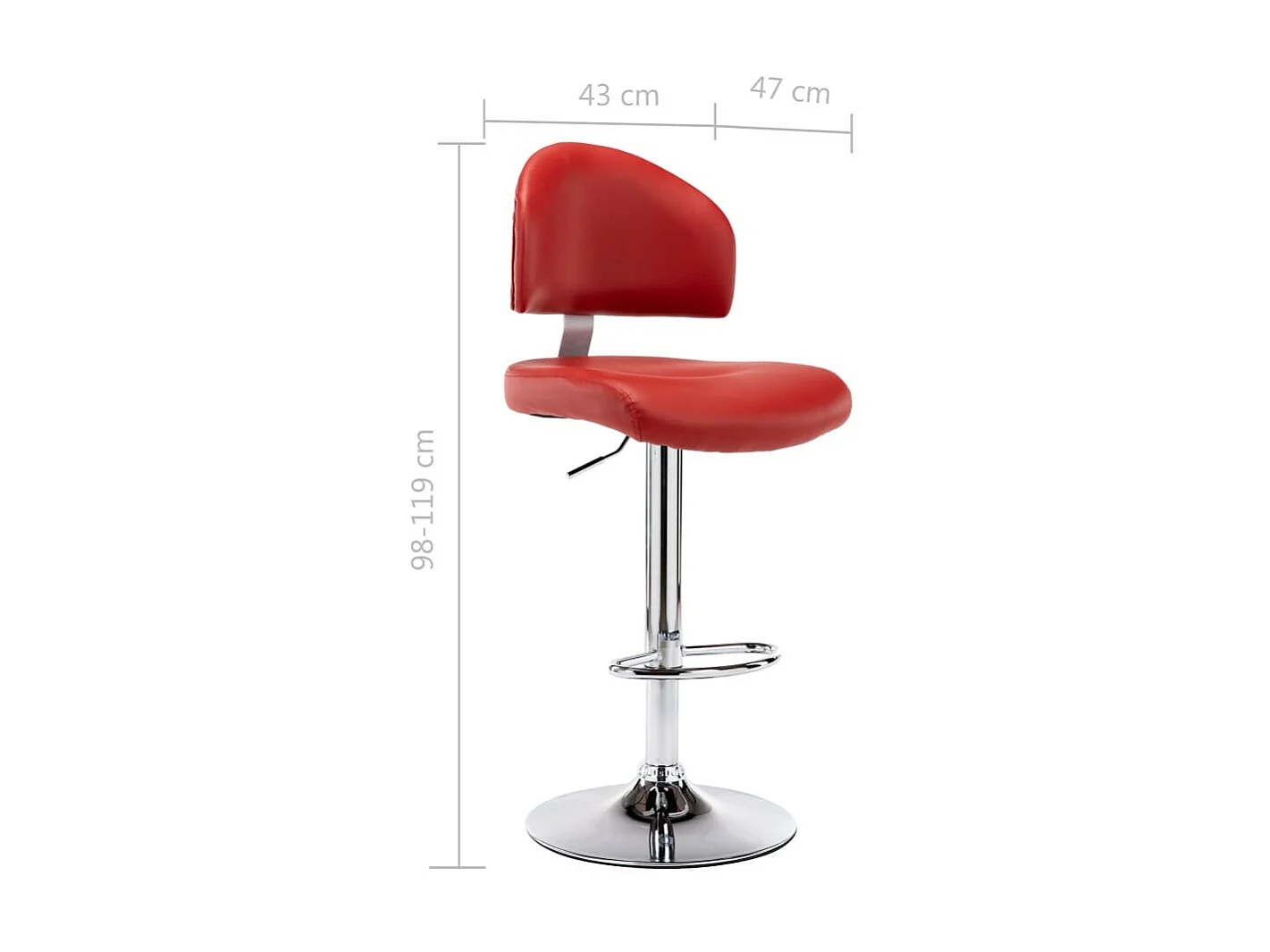 Tabourets de bar 2 pcs Rouge bordeaux Similicuir 5