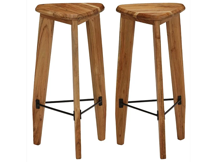 Tabouret de bar triangulaire acacia clair Iloi - Lot de 2