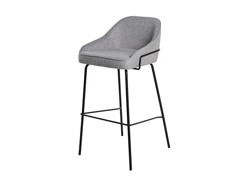 Tabouret moderne tissu avec pieds en métal noir Sharle-Couleur Gris clair-Hauteur d'assise 76 cm