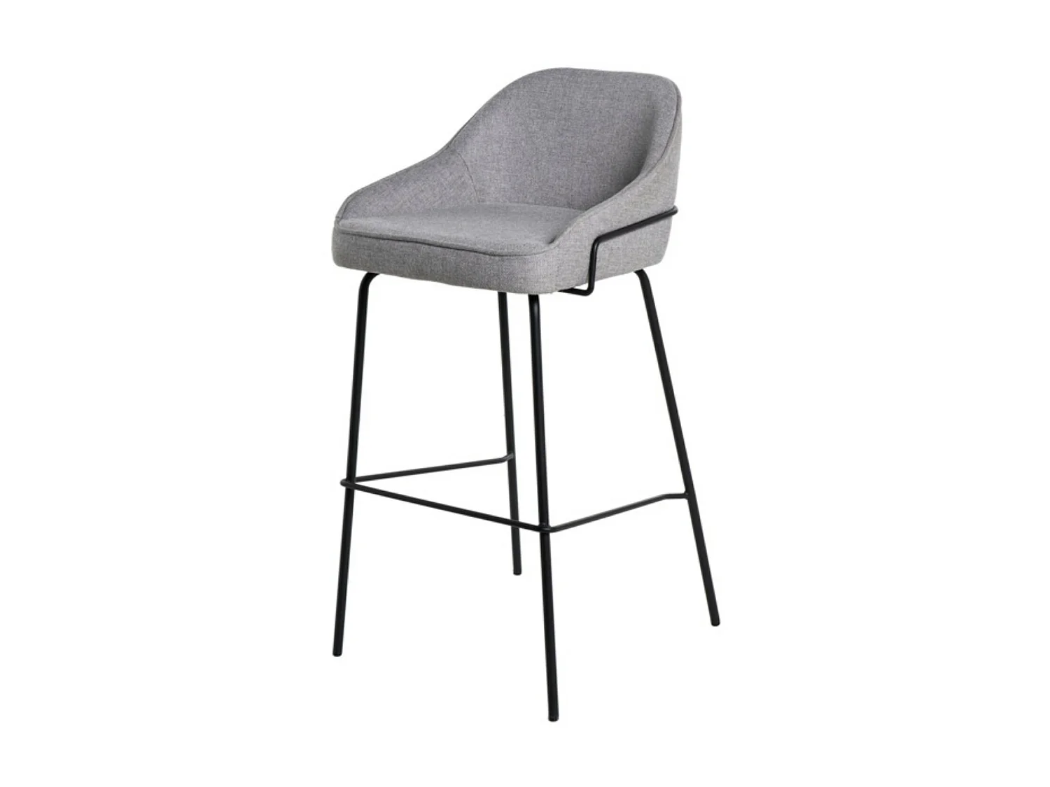 Tabouret moderne tissu avec pieds en métal noir Sharle-Couleur Gris clair-Hauteur d'assise 76 cm