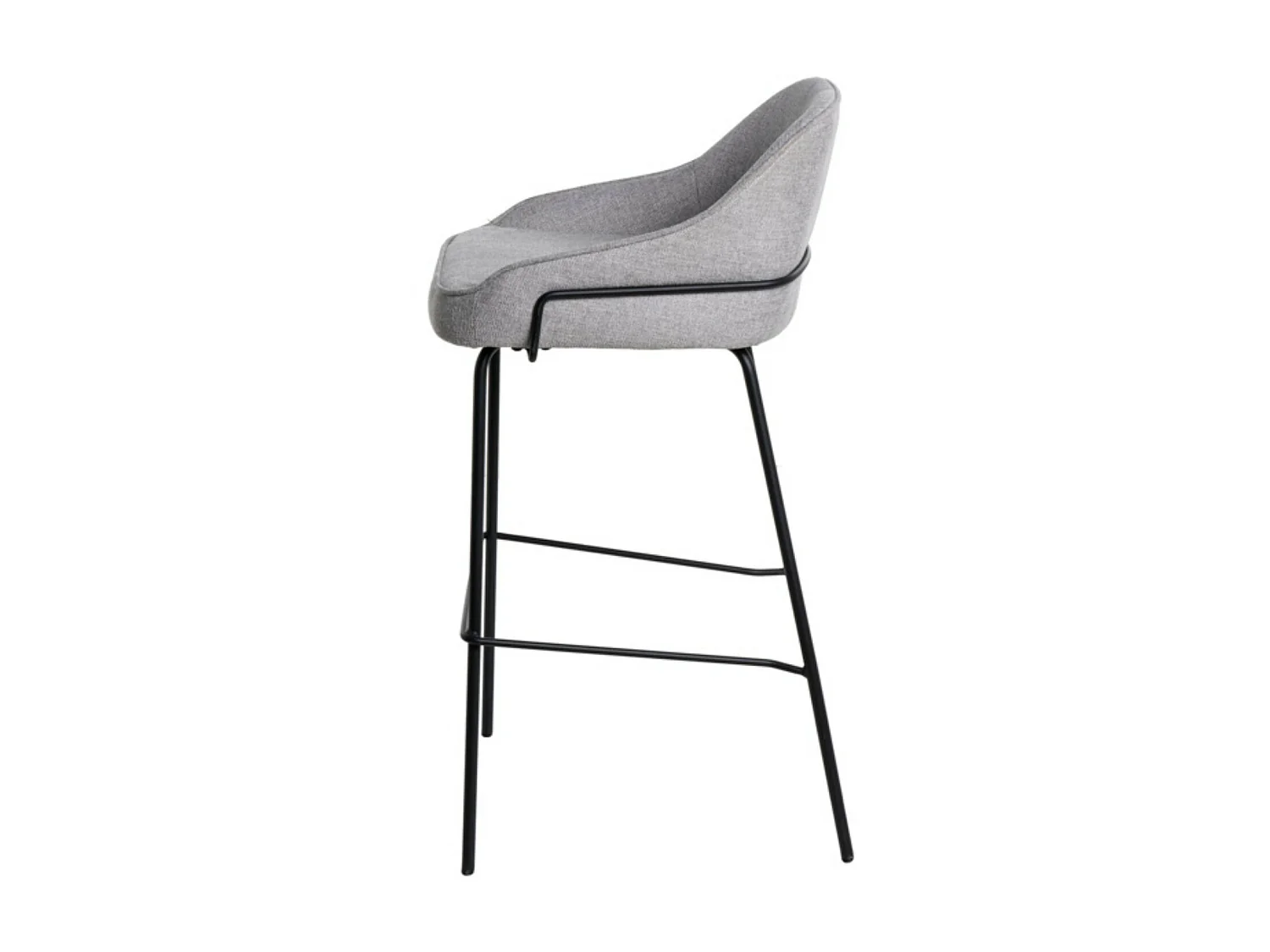 Tabouret moderne tissu avec pieds en métal noir Sharle-Couleur Gris clair-Hauteur d'assise 76 cm