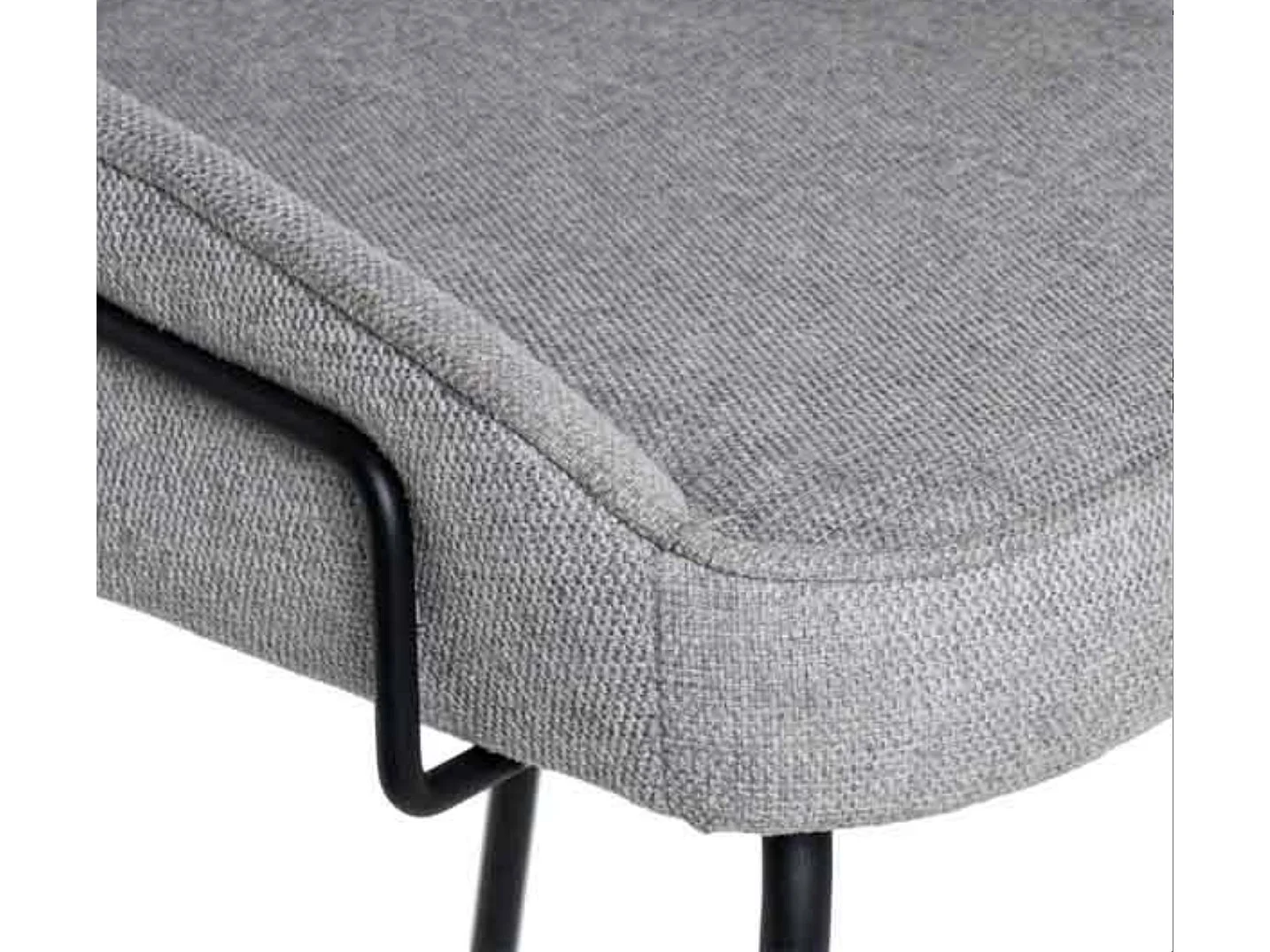Tabouret moderne tissu avec pieds en métal noir Sharle-Couleur Gris clair-Hauteur d'assise 76 cm