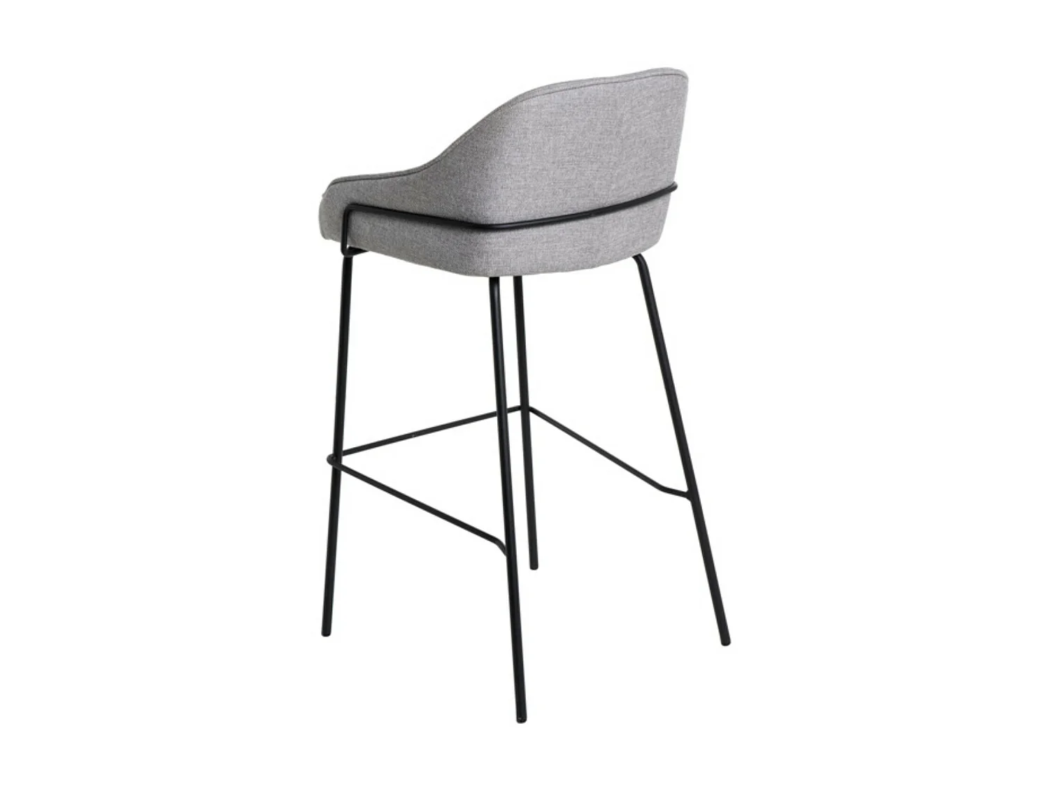 Tabouret moderne tissu avec pieds en métal noir Sharle-Couleur Gris clair-Hauteur d'assise 76 cm