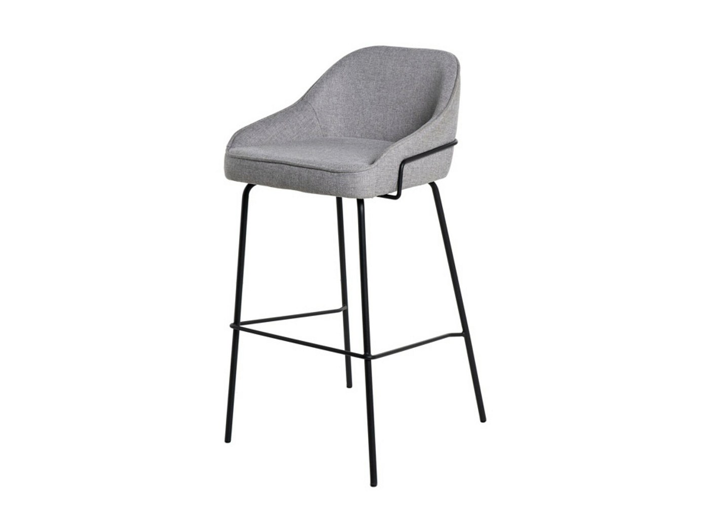 Tabouret moderne tissu avec pieds en métal noir Sharle-Couleur Gris ...