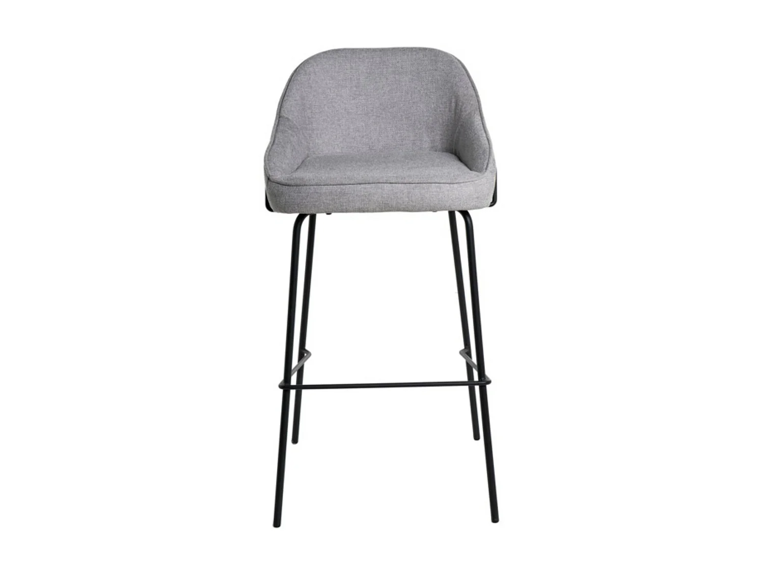 Tabouret moderne tissu avec pieds en métal noir Sharle-Couleur Gris clair-Hauteur d'assise 76 cm