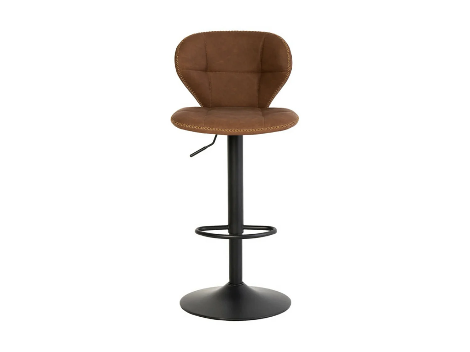 Tabouret de bar industriel hauteur réglable et pivotant à 360° Pako-Couleur Marron noisette