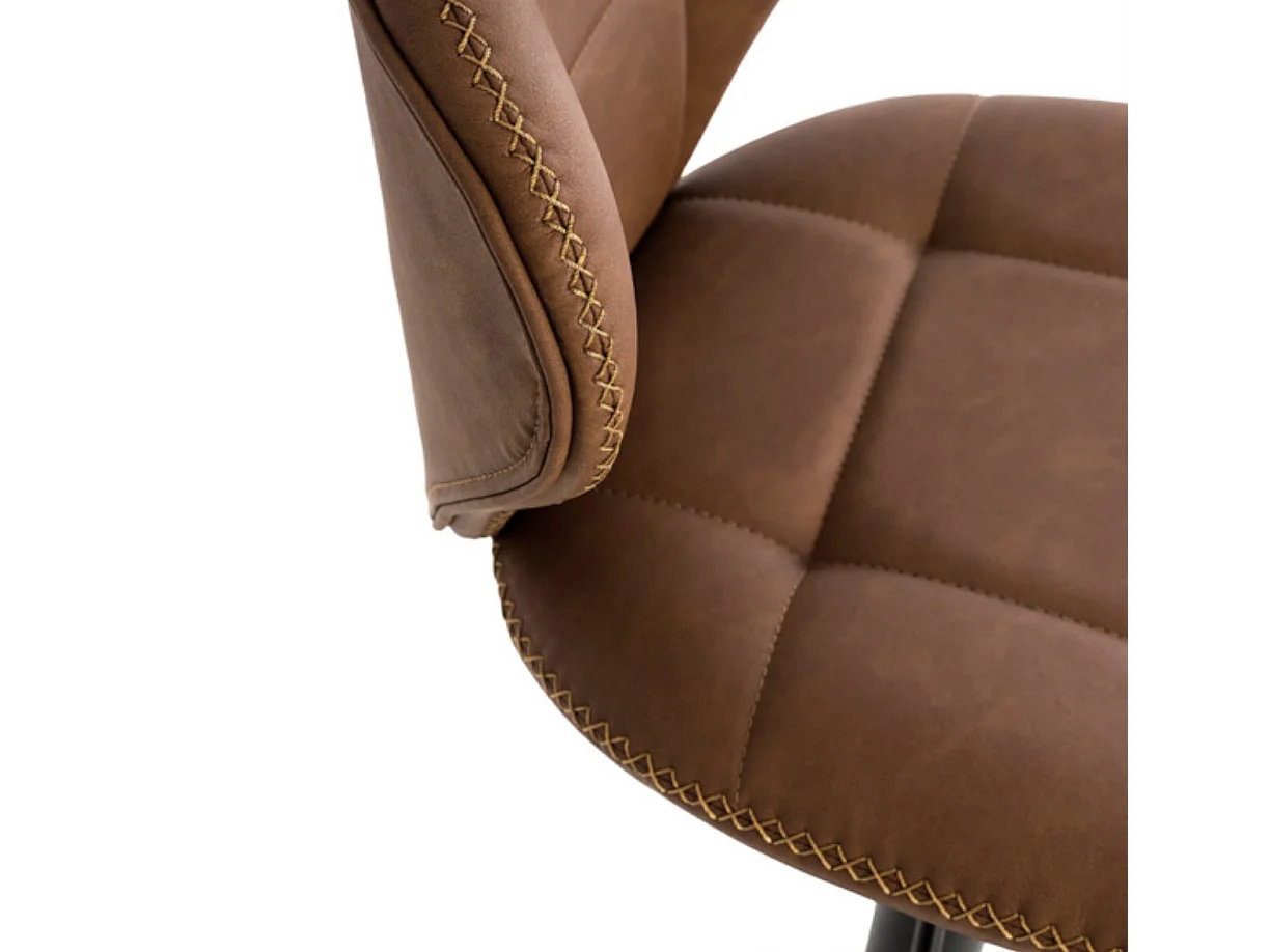 Tabouret de bar industriel hauteur réglable et pivotant à 360° Pako-Couleur Marron noisette