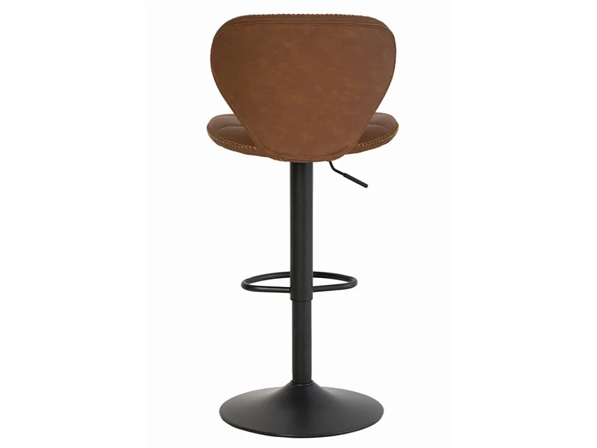 Tabouret de bar industriel hauteur réglable et pivotant à 360° Pako-Couleur Marron noisette