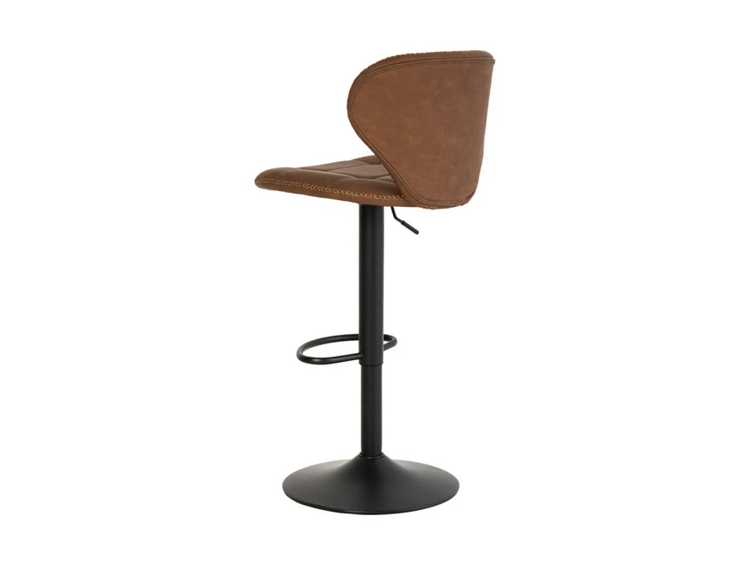 Tabouret de bar industriel hauteur réglable et pivotant à 360° Pako-Couleur Marron noisette
