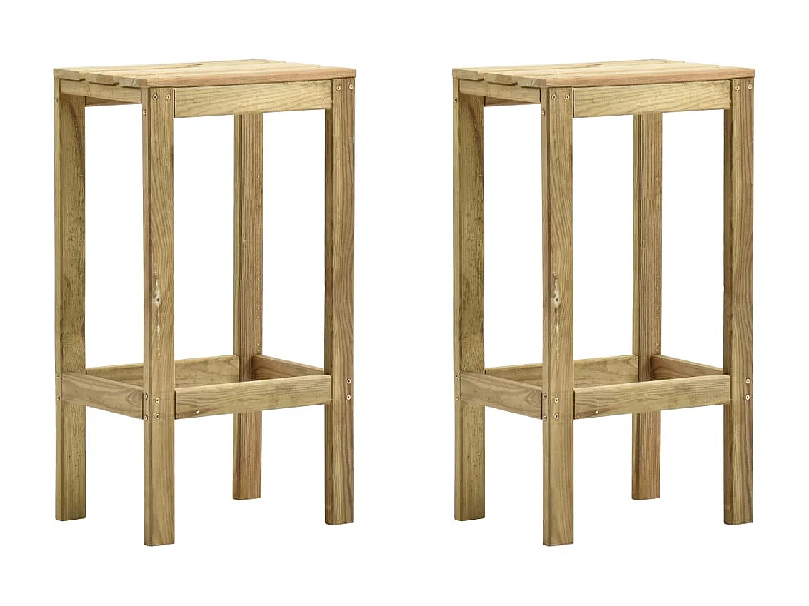 Tabourets de bar 2 pcs Bois de pin imprégné