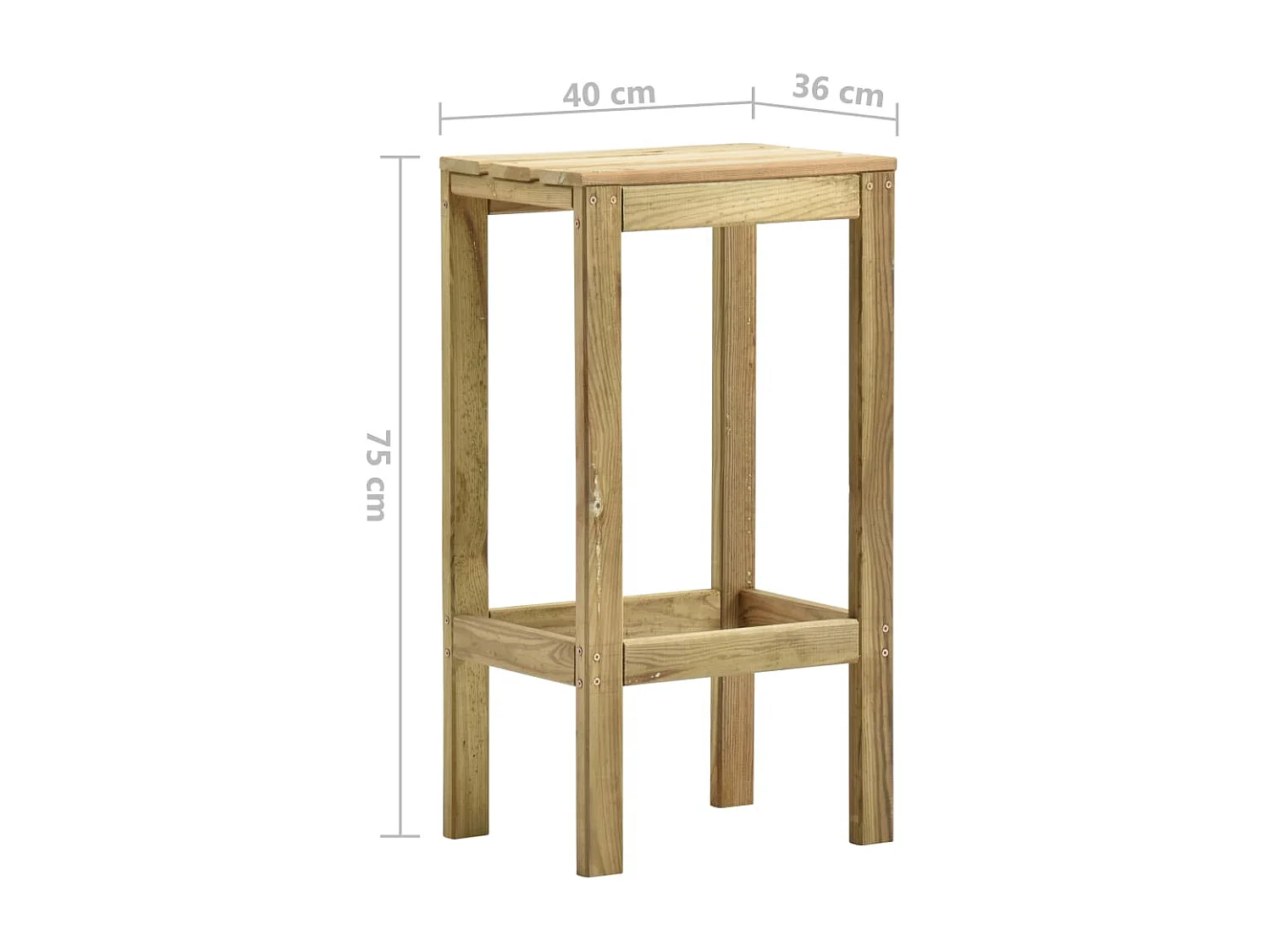 Tabourets de bar 2 pcs Bois de pin imprégné